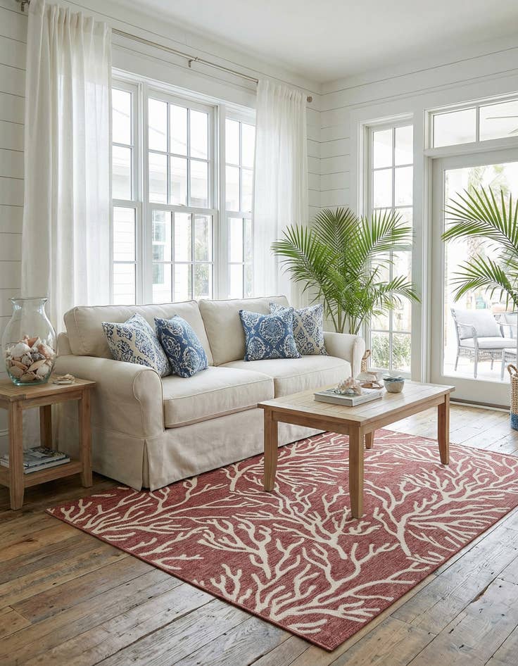 Detail image of  6' x 9'  Washable Coastal Indoor / Outdoor Rug