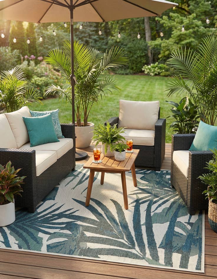 Detail image of 7' 10 x 7' 10  Washable Baja Indoor / Outdoor Square Rug