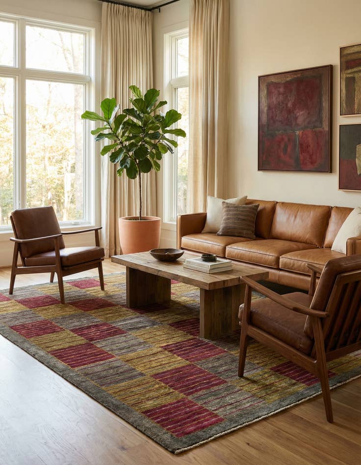 Detail image of  5' 8 x 7' 10  Hand Knotted Modern Ziegler Rug