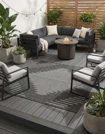 7' x 7' Easy-Clean Modern Indoor / Outdoor Square Rug