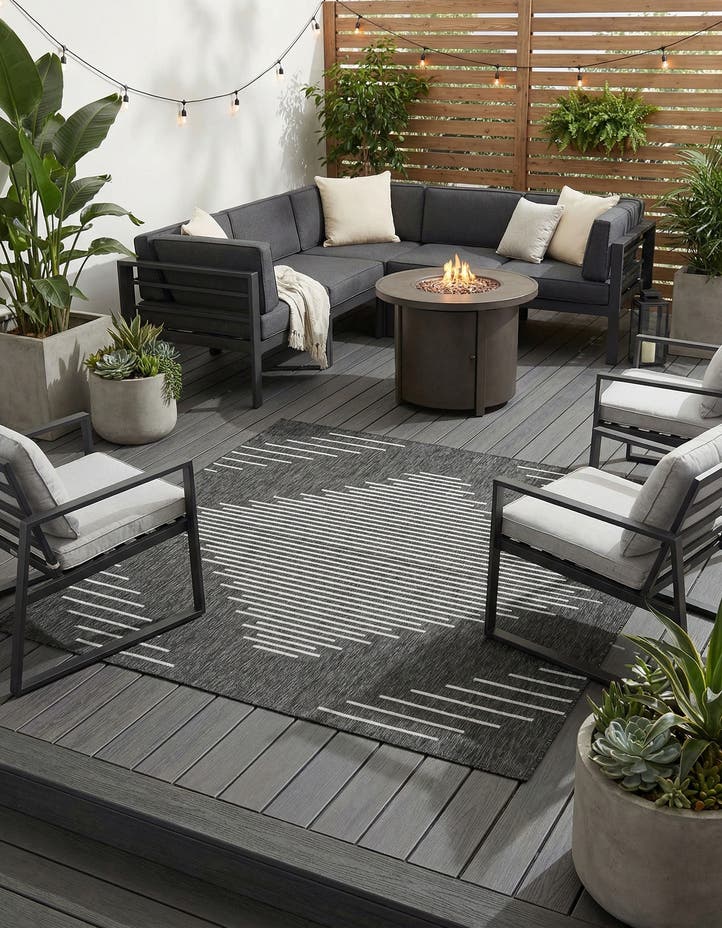 7' x 7' Easy-Clean Modern Indoor / Outdoor...