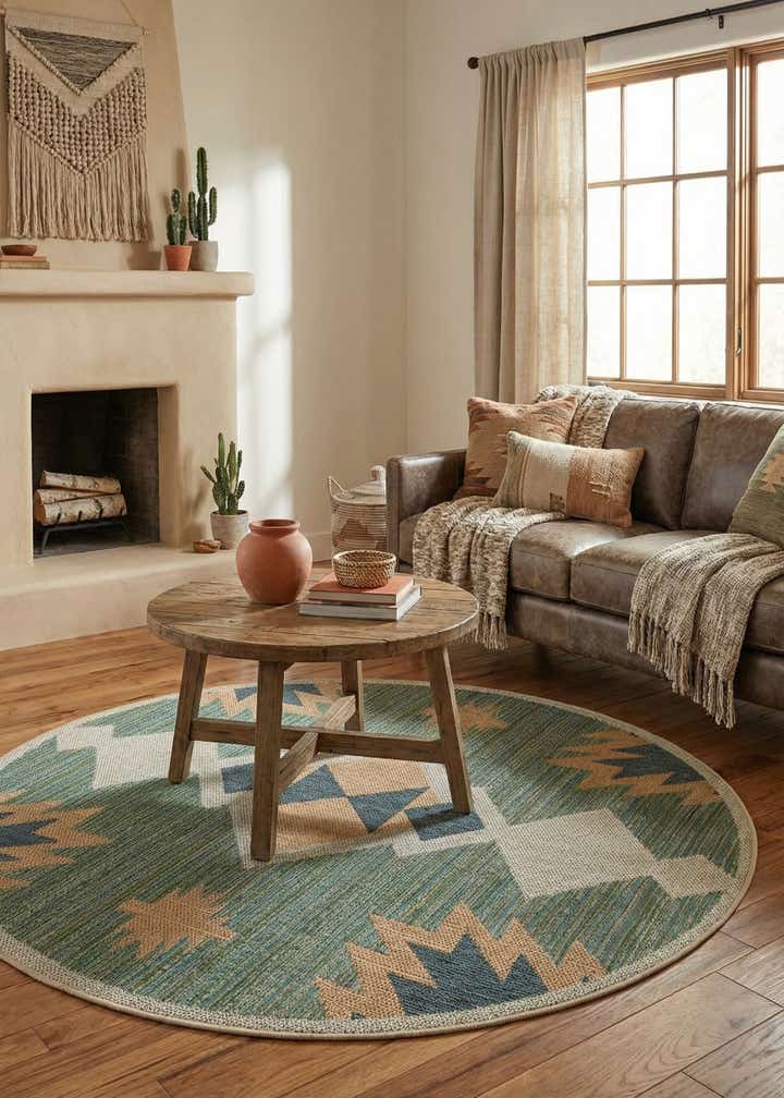 6' x 6' Easy-Clean Baja Indoor / Outdoor Round Rug