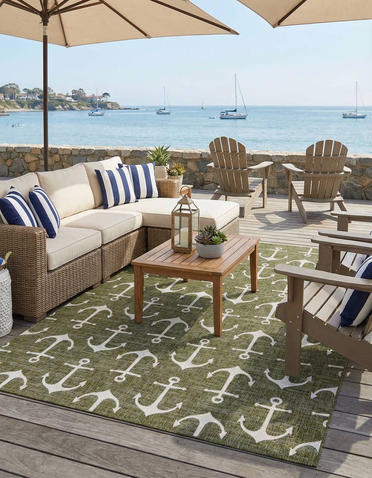 Detail image of 9' x 12'  Washable Coastal Indoor / Outdoor Rug