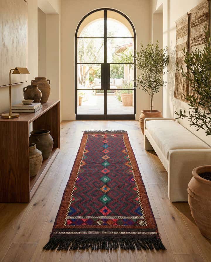 2' 7 x 8' 5 Hand Knotted Kilim Fars Persian Wool Runner Rug