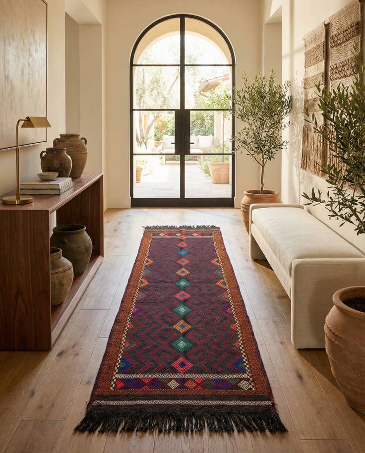 Detail image of 2' 7 x 8' 5 Hand Knotted Kilim Fars Persian Wool Runner Rug