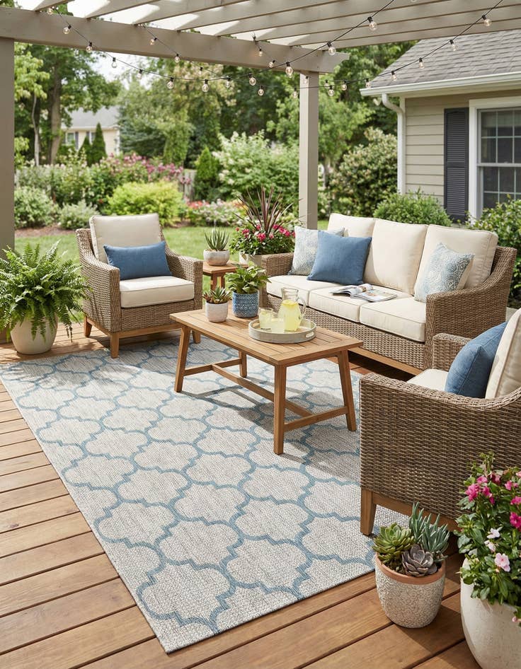 Detail image of 7' x 10'  Washable Trellis Indoor / Outdoor Rug