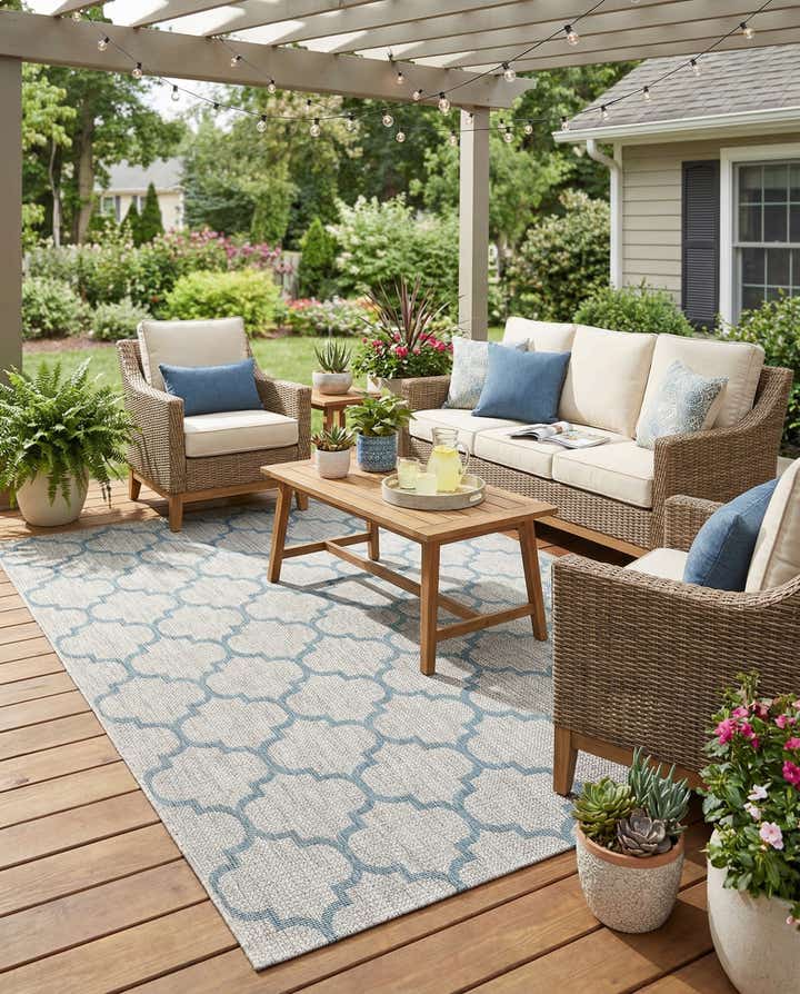 7' x 10' Easy-Clean Trellis Indoor / Outdoor Rug