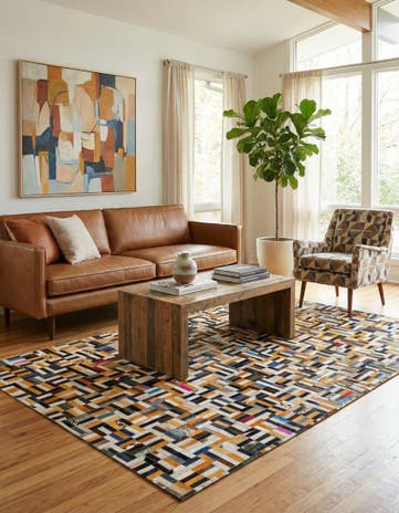 5' 1 x 8' Cowhide - Patchwork Rug