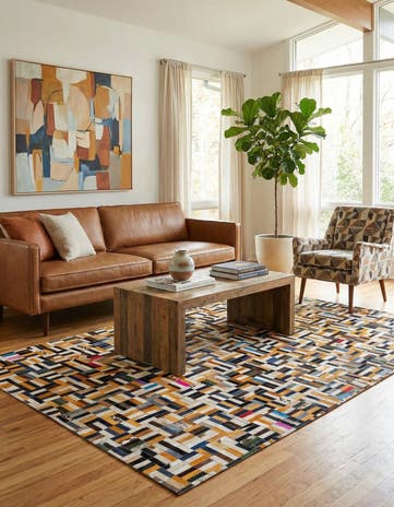 5' 1 x 8' Cowhide - Patchwork Rug