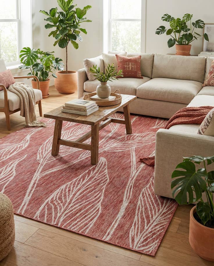 Detail image of 7' x 10' Easy-Clean Botanical Indoor / Outdoor Rug