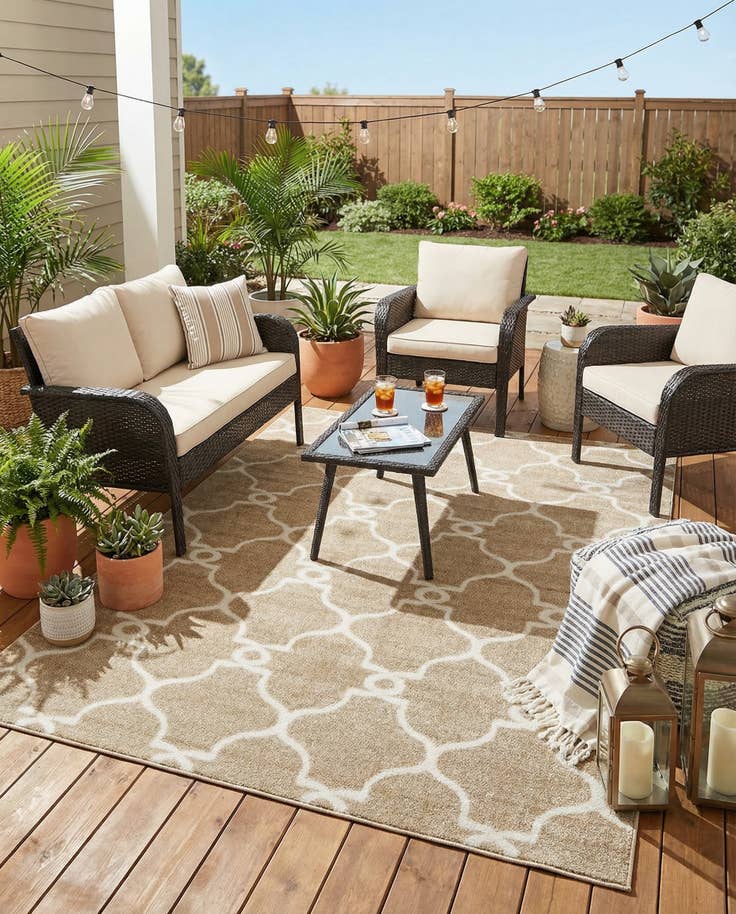 Detail image of 7' x 10' Easy-Clean Lattice Indoor / Outdoor Rug