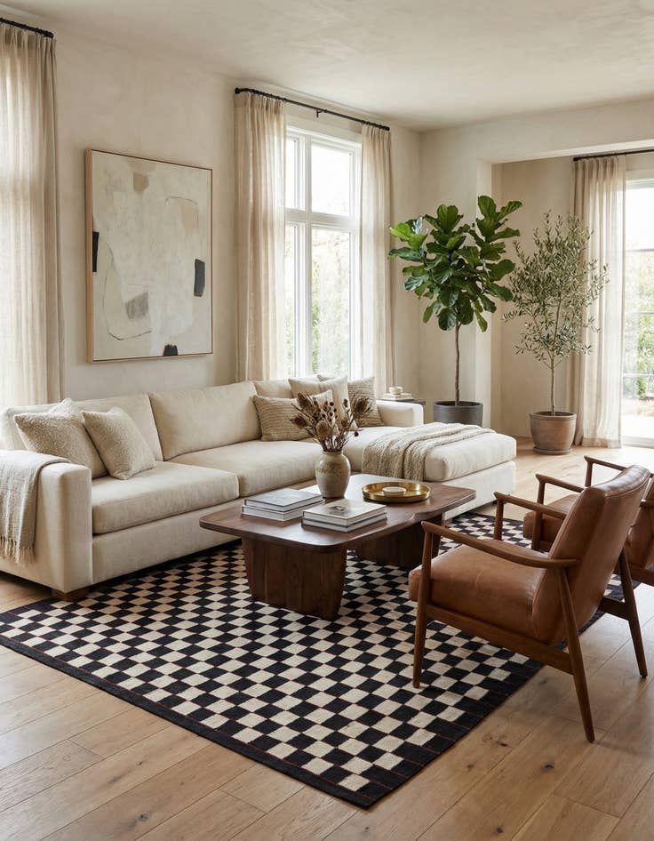 Detail image of 5' 8 x 7' 8  Hand Woven Kilim Modern Wool Rug