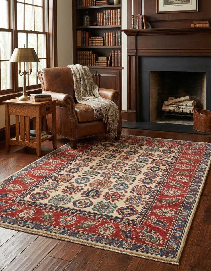 Detail image of 4' x 5' 10 Hand Knotted Kazak Rug