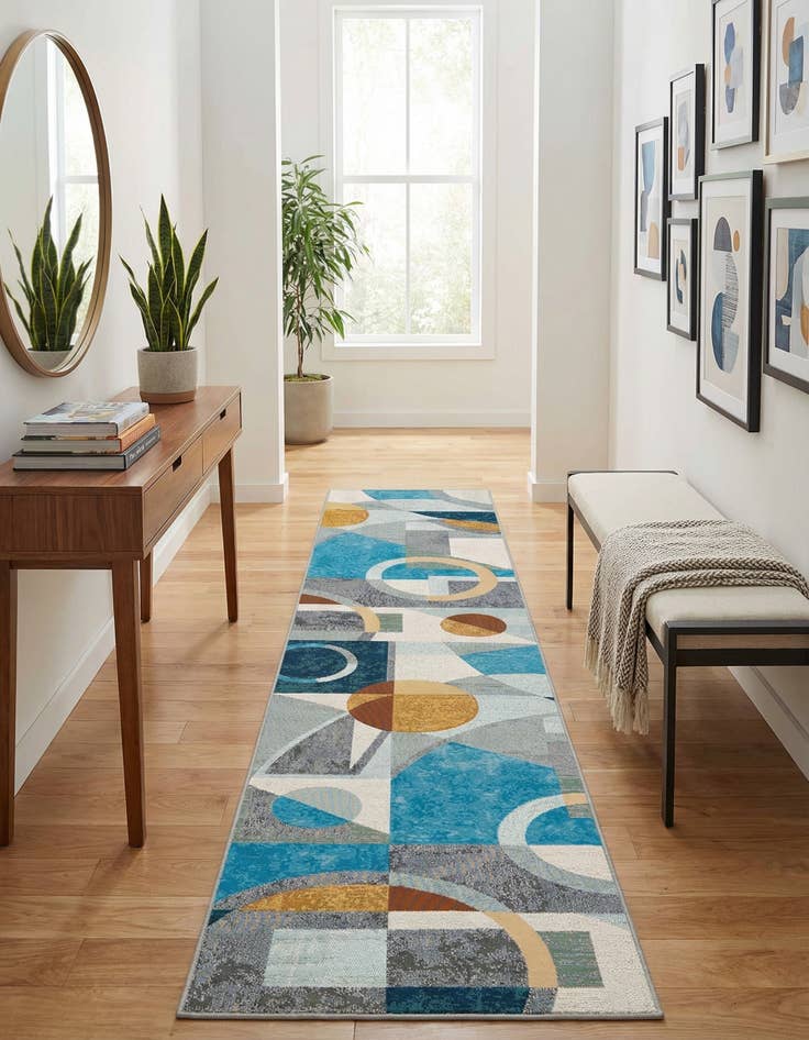 Detail image of 2' 7 x 12'  Washable Modern Indoor / Outdoor Runner Rug