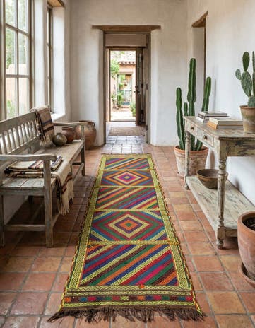 1' 10 x 8' Hand Knotted Kilim Fars Persian Wool Runner Rug