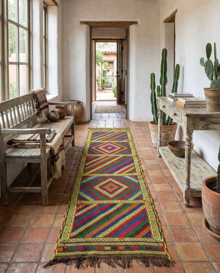 1' 10 x 8' Hand Knotted Kilim Fars Persian Wool Runner Rug