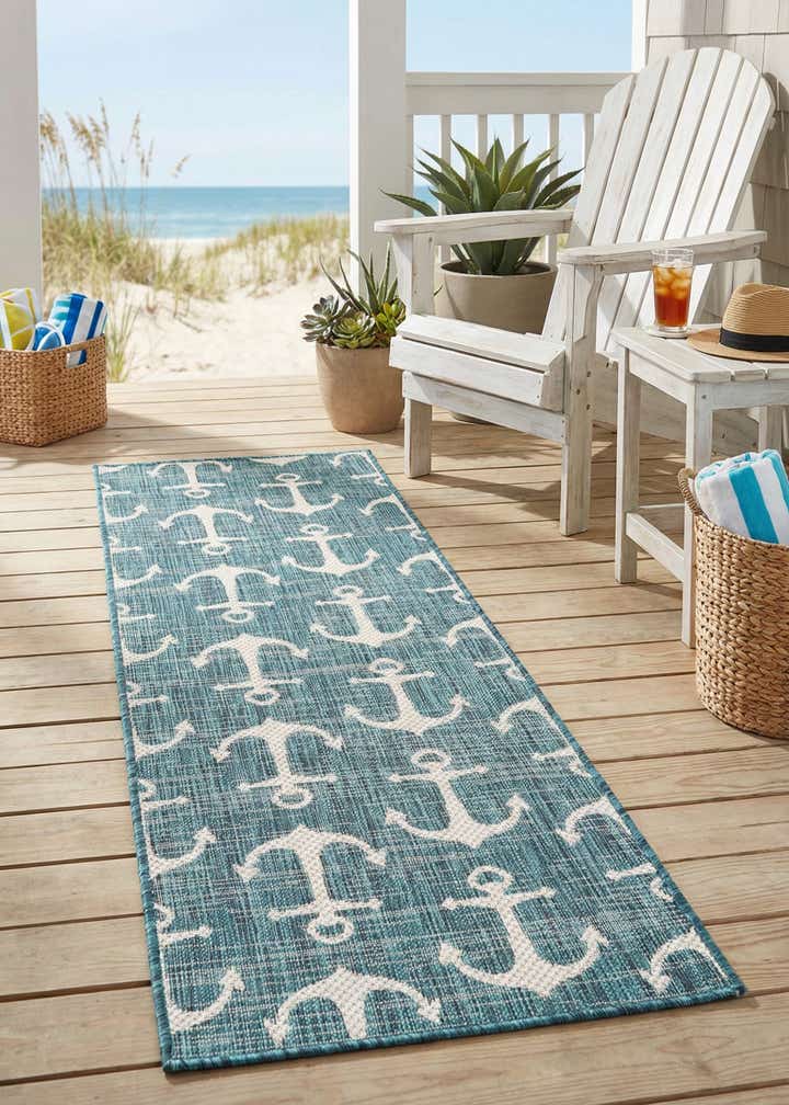 2' x 6' Easy-Clean Coastal Indoor / Outdoor Runner Rug