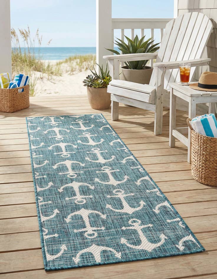 Detail image of 2' x 6' Easy-Clean Coastal Indoor / Outdoor Runner Rug