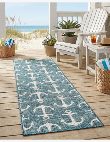 2' x 6' Easy-Clean Coastal Indoor / Outdoor Runner Rug