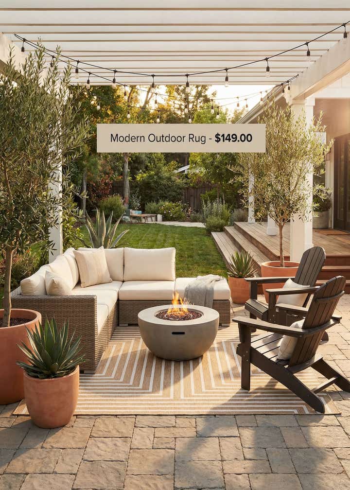 7' 10 x 7' 10 Easy-Clean Modern Indoor / Outdoor Square Rug