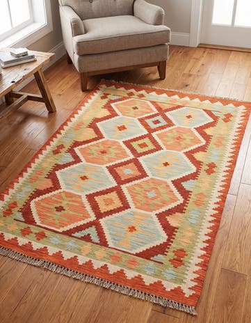 3' x 5' Hand Woven Kilim Waziri Wool Rug