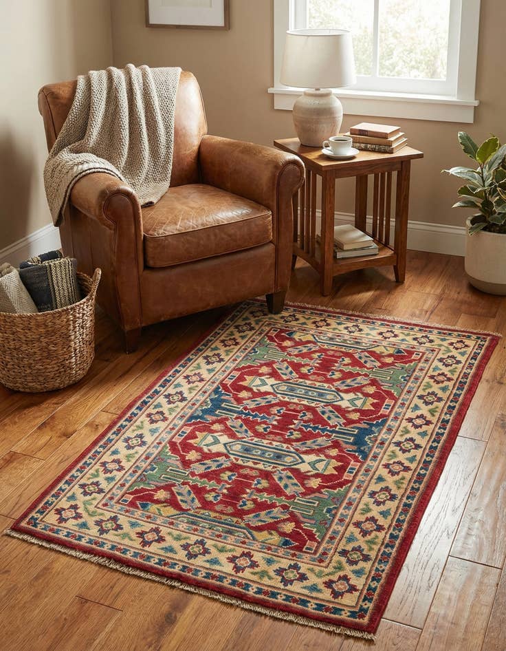 Detail image of 2' 8 x 4' 3  Hand Knotted Kazak Rug