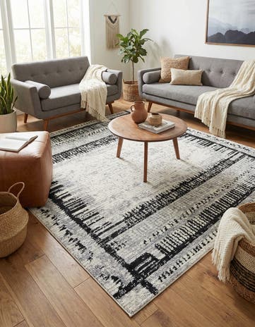 Black and White Tagine Square Rug