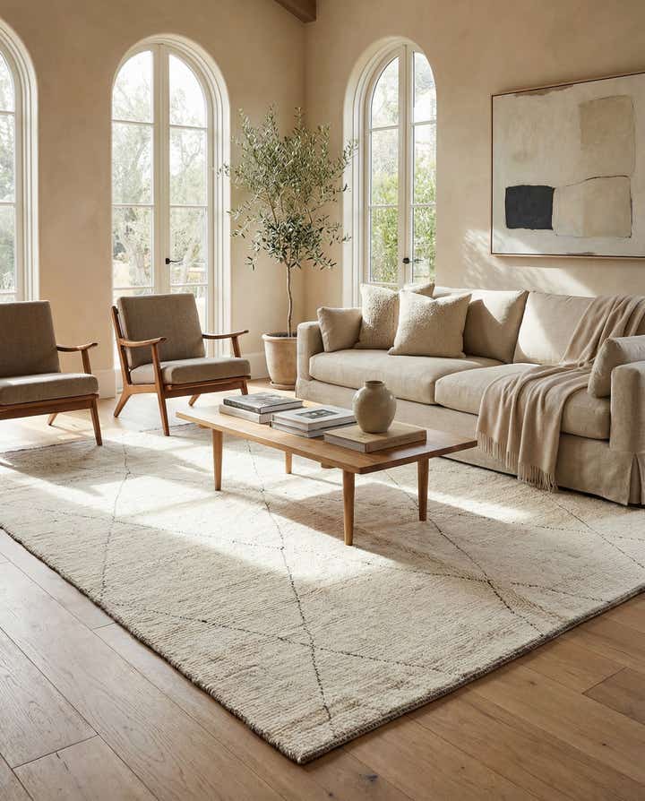 6' 10 x 8' 8 Hand Knotted Moroccan Wool Rug