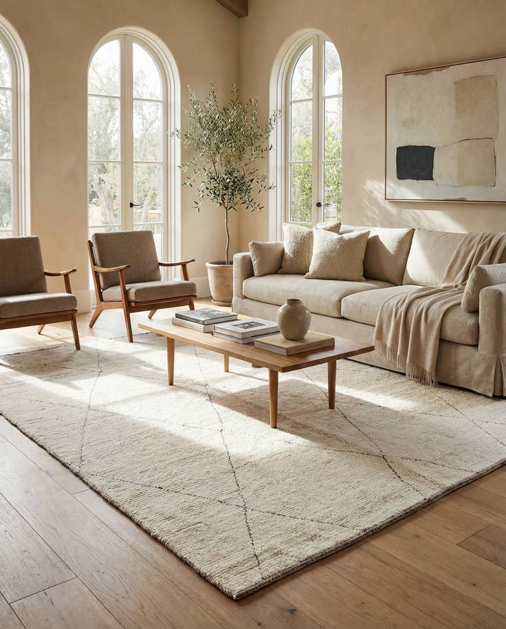 Detail image of 6' 10 x 8' 8 Hand Knotted Moroccan Wool Rug