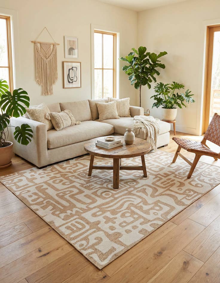 Detail image of  7' 10 x 10'  Washable Modern Indoor / Outdoor Rug