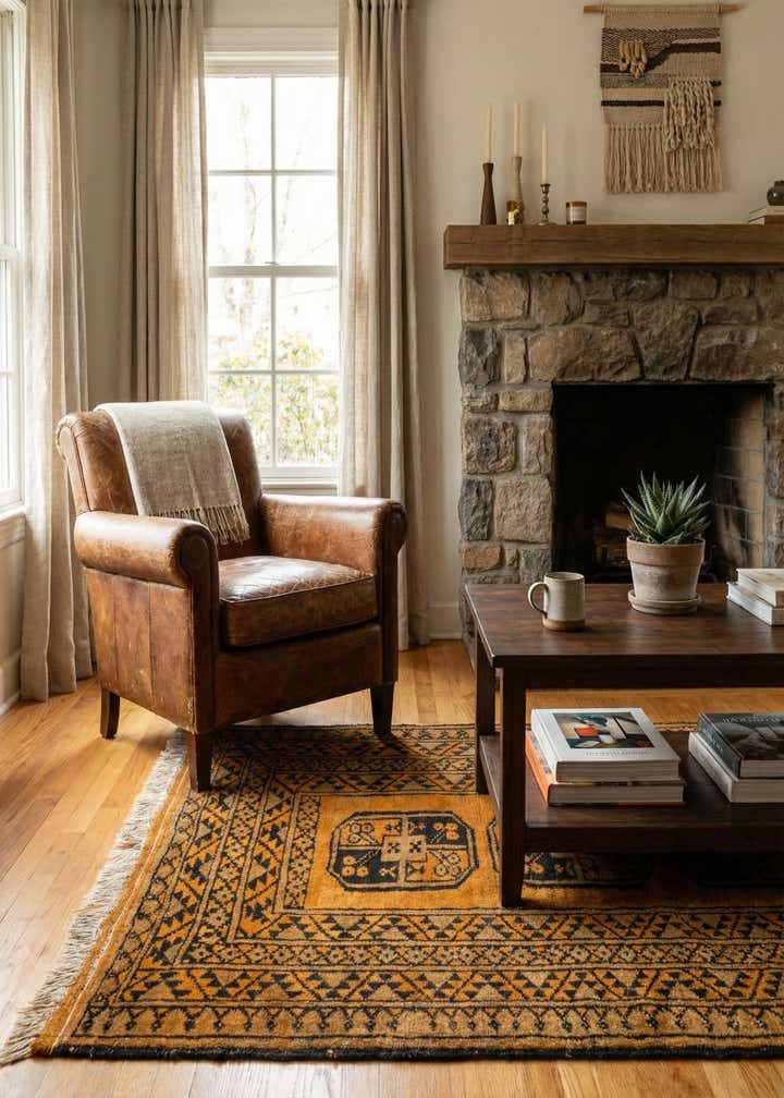 3' 9 x 6' 11 Hand Knotted Afghan Akhche Wool Rug