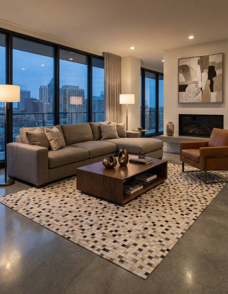 Detail image of 8' 1 x 9' 11 Cowhide Stocks Rug