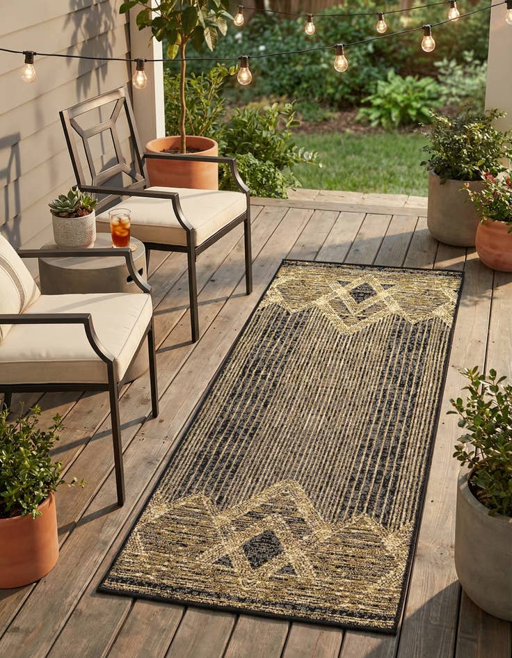 Detail image of 2' x 5'  Washable Modern Indoor / Outdoor Runner Rug