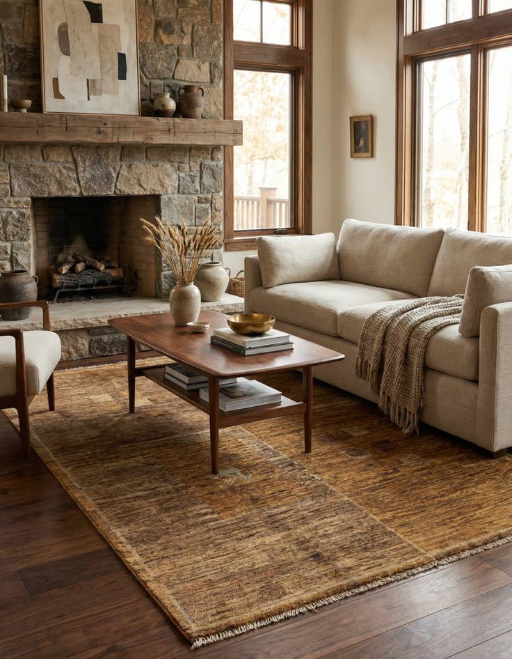 Detail image of 4' x 5' 10  Hand Knotted Modern Ziegler Rug