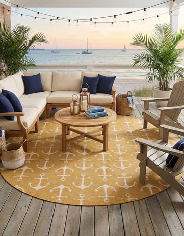 13' x 13' Easy-Clean Coastal Indoor / Outdoor Round Rug