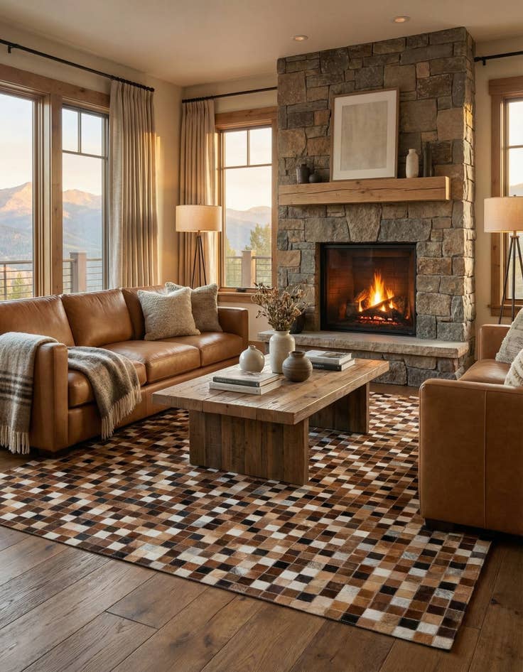 Detail image of 4' 8 x 6' 8 Cowhide Stocks Rug