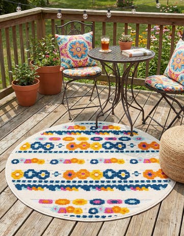Gray Easy-Clean Aruba Indoor / Outdoor Round Rug