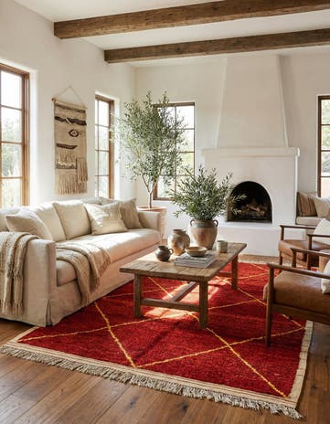6' 1 x 9' 2 Hand Knotted Moroccan Wool Rug
