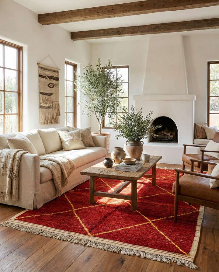 6' 1 x 9' 2 Hand Knotted Moroccan Wool Rug