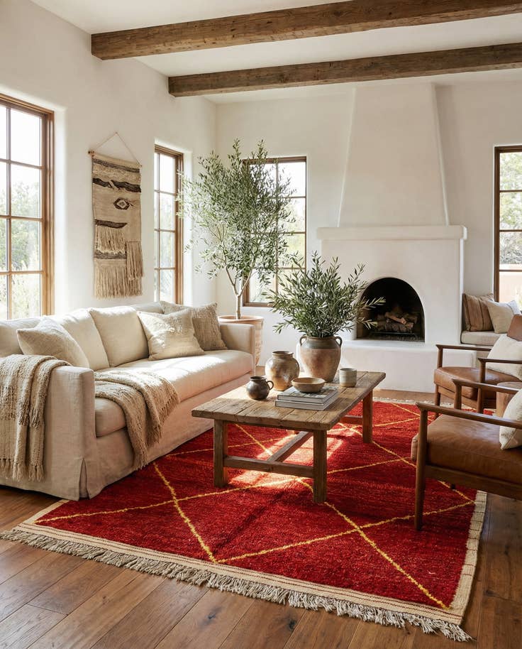 Detail image of 6' 1 x 9' 2 Hand Knotted Moroccan Wool Rug