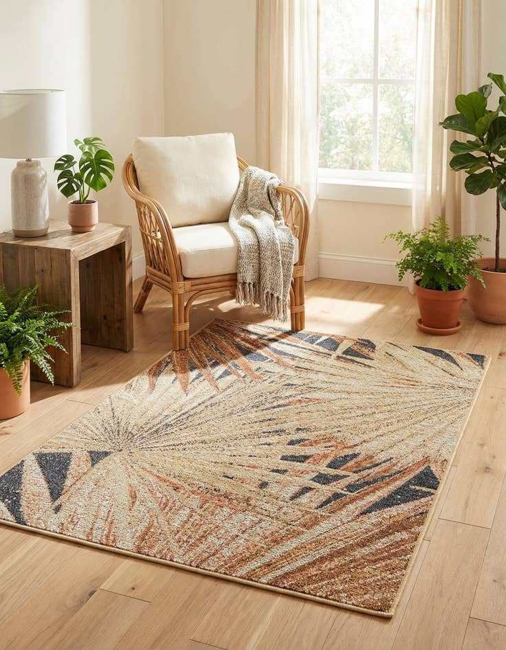 Detail image of 2' x 3'  Washable Botanical Indoor / Outdoor Rug