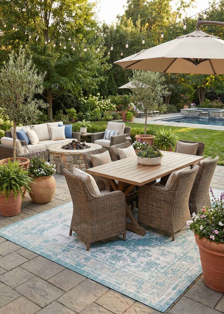 10' x 14' Easy-Clean Traditional Indoor / Outdoor Rug
