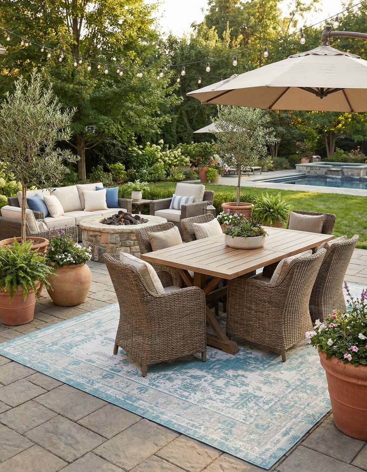 Detail image of 10' x 14' Easy-Clean Traditional Indoor / Outdoor Rug
