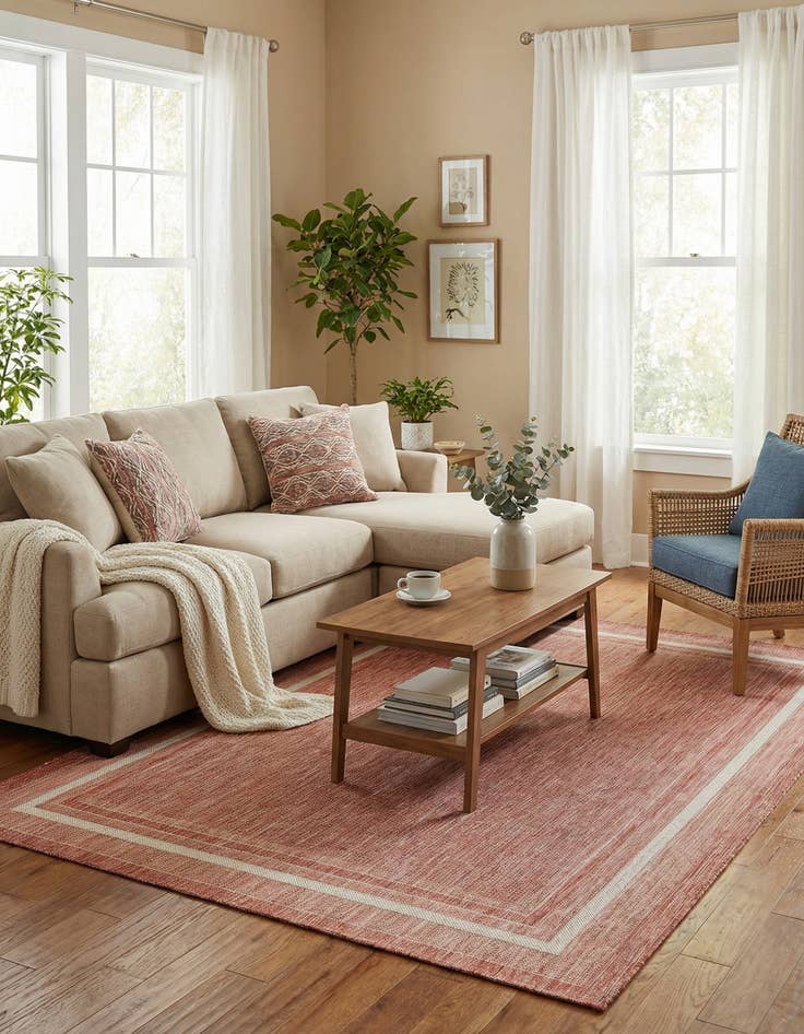 Detail image of 6' x 9' Easy-Clean Border Indoor / Outdoor Rug