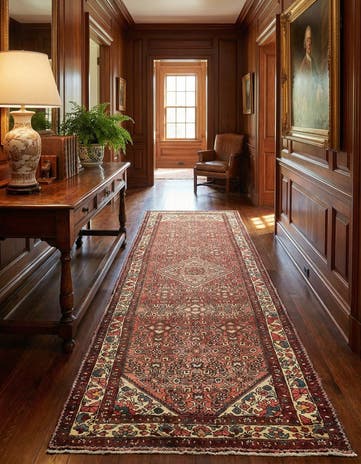 3' 10 x 10' Hand Knotted Hossainabad Persian Wool Runner Rug