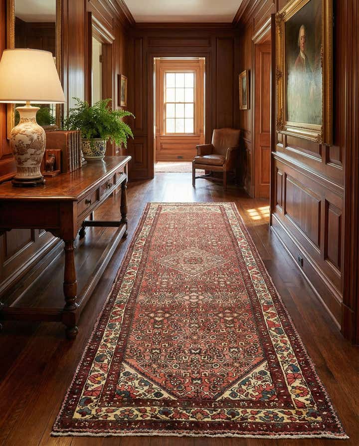 3' 10 x 10' Hand Knotted Hossainabad Persian Wool Runner Rug