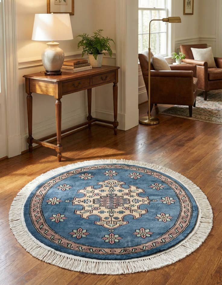 Detail image of  2' 8 x 2' 8  Hand Knotted Bokhara Oriental Round Rug