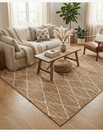 White Handmade Braided Jute Rug