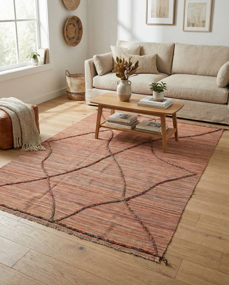 Detail image of 5' 10 x 8' 5 Hand Woven Kilim Modern Wool Rug