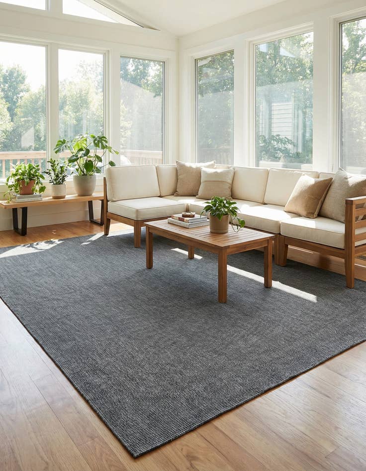 Detail image of 9' x 12'  Washable Solid Indoor / Outdoor Rug